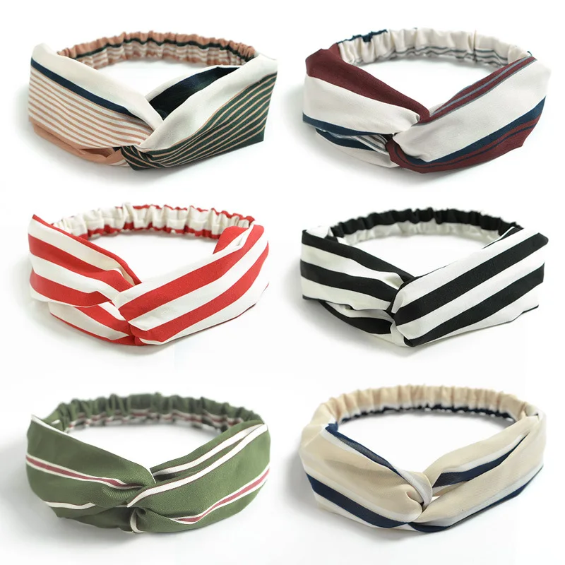 Полосатые повязки на голову аксессуары для волос повязка женщин тканевая ткань