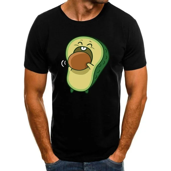 

avocado eating the bone Print T Shirts 2019 Summer Arrival Men Tshirt High Quality Cotton Short Sleeve T-Shirts