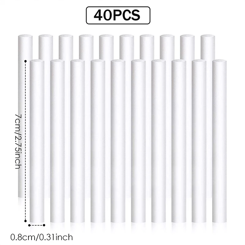 

40 Pieces Humidifier Sticks Cotton Filter Refill Sticks Wicks Replacement for Portable Personal USB Powered Humidifiers