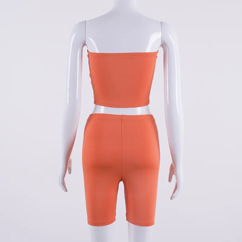 

Cutubly Solid Two Piece Short Set for Women Strapless Crop Tops and Short Pant Women Party Club Two Piece Set Casual Streetwear