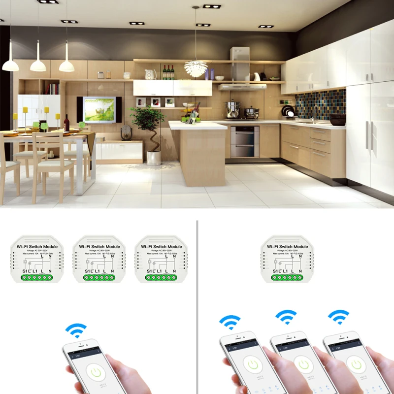 

Умный выключатель Smart Life/Tuya, скрытый, 1/2 каналов, 90-250 В, 4 шт.