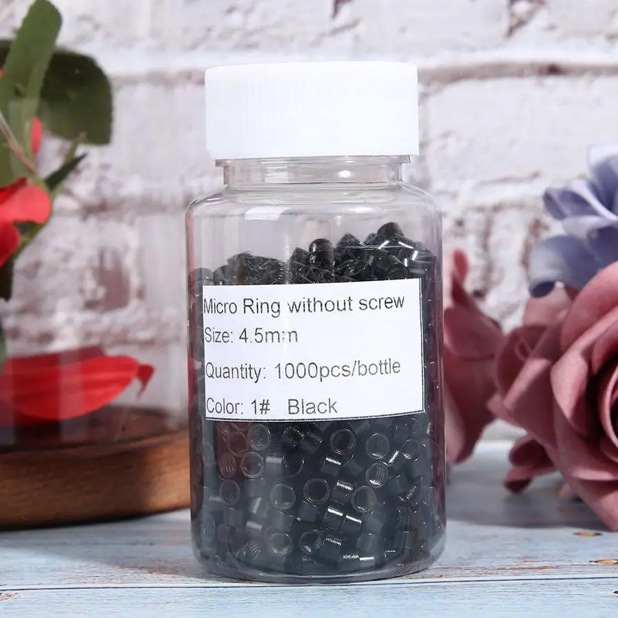 

Hair Diffuser 1000pcs Aluminum Micro Links Rings Beads Screw Micro Rings Hair Extension Tool Black Hair Salon Accessories