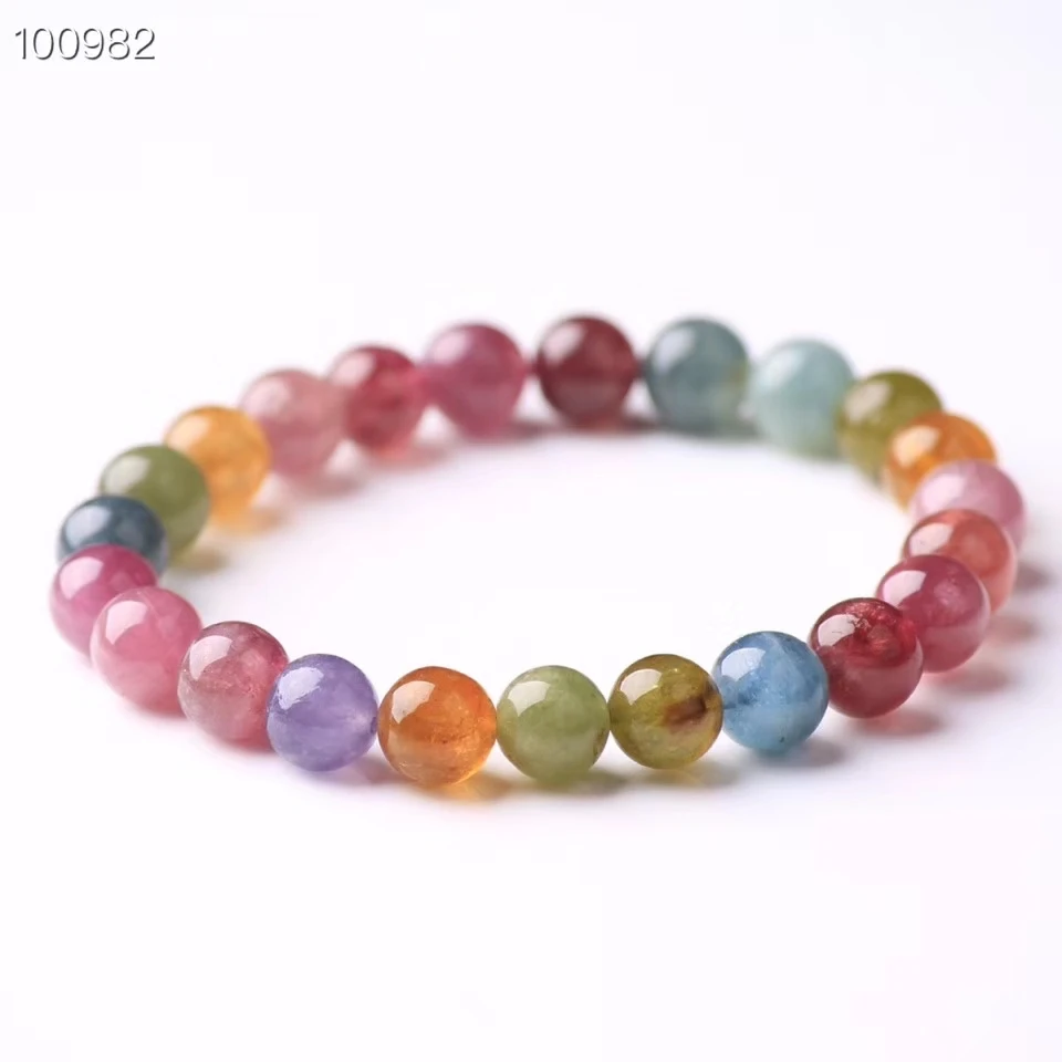 

Top Quality Natural Colorful Tourmaline Quartz Round Beads 7mm 7.5mm 8mm Brazil Women Men Crystal Tourmaline AAAAAA