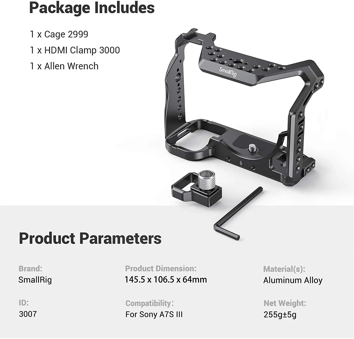 Клетка для камеры SmallRig A7S3 A7siii SONY Alpha 7S III и зажим 3007 | Электроника