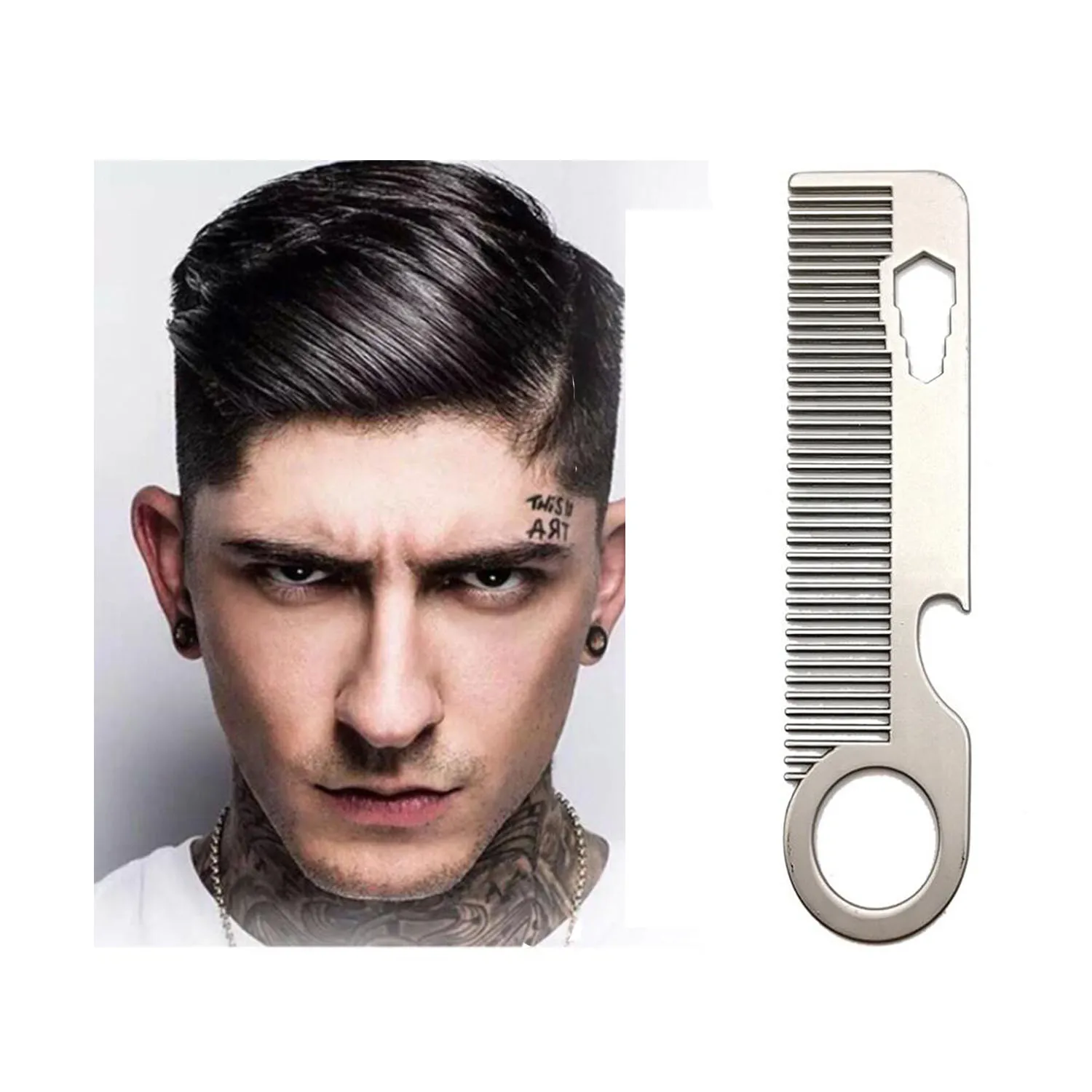 2pcs Stainless Steel Comb For Oil Head Portable Hair Comb Portable Beard Mini Comb Beard Comb Men's Beard Comb Styling hair Comb