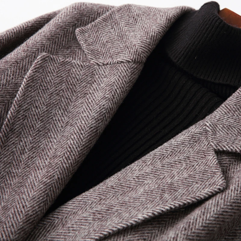 Новинка 2020 шерстяное пальто для женщин весна-осень длинная куртка с узором в