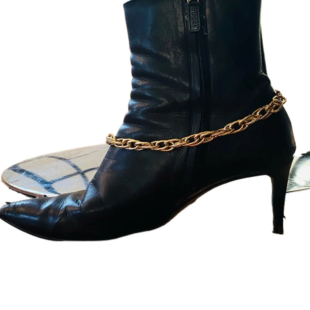 Дизайнерский оригинальный толстый ножной браслет из кубинской алюминиевой цепи