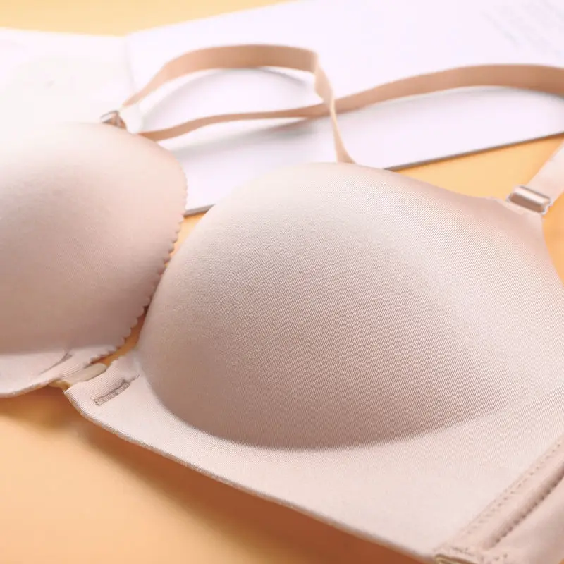 Top Women  Chest Thickening Gather Front Buckle Bras Push Up Bra For Small Chest Seamless Adjustable Shoulder Strap Underwear