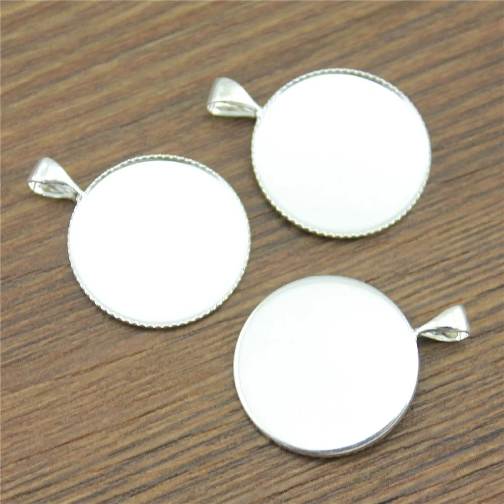 

10Pcs Fit 20mm Round Glass Cabochon Shiny Silver Color Base Settings High Quality Copper Material Cabochon Cameo Setting Base