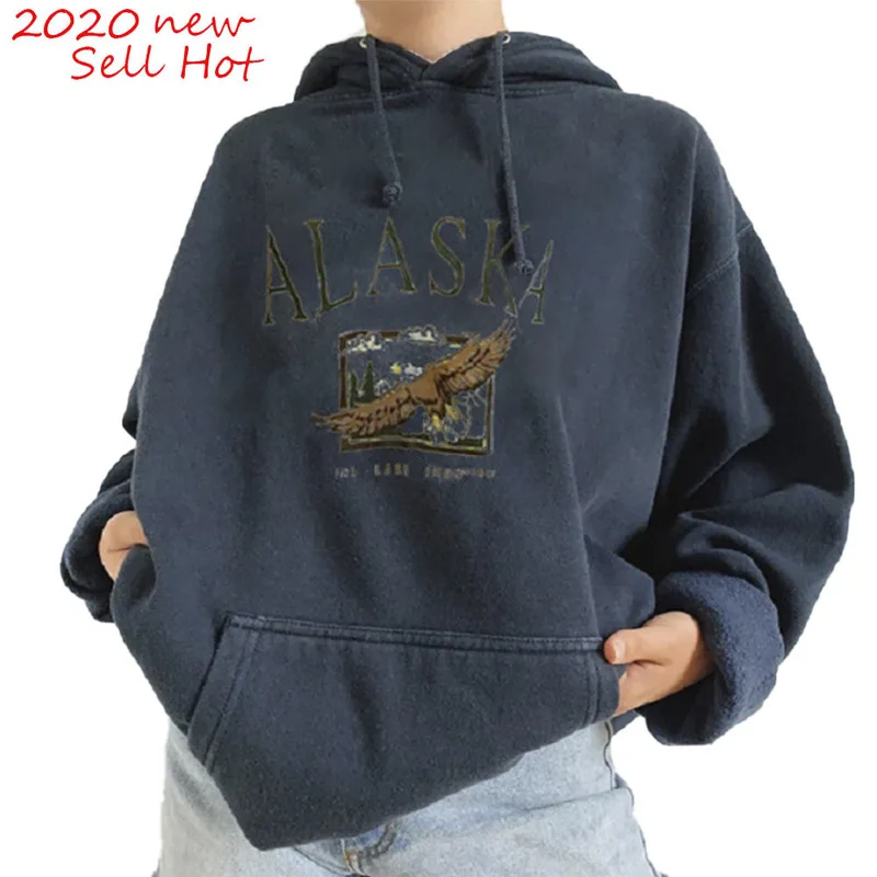 Аляска в винтажном стиле принтом Орлиных крыльев и свободные уличная Женская