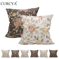 curcya artistic flowers decorative cushion covers 45x45cm watercolour floral leaves printed polyester throw pillow cover cases