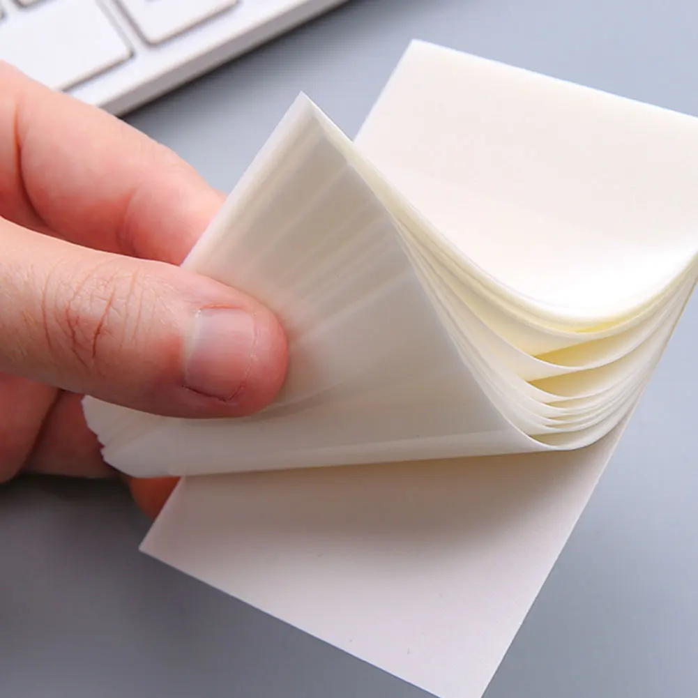 

50 Sheets Transparent Sticky Notes with Scrapes Stickers Sticky Simple and High-value Note Paper for Student Office Stationery