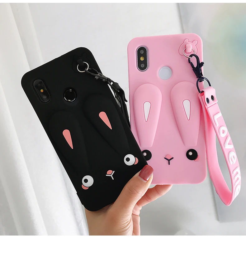 

Adorable Phone Case For Xiaomi Max Max 2 Max 3 Mix 2 Mix 2s Safe Silicone Rabbit Phone Case With Cute Short Lanyard