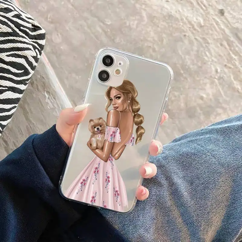 

Christmas Princess Girl Female Phone Case Transparent for Clear iPhone case 11 12 mini pro XS MAX 8 7 6 6S Plus X 5S SE 2020 XR