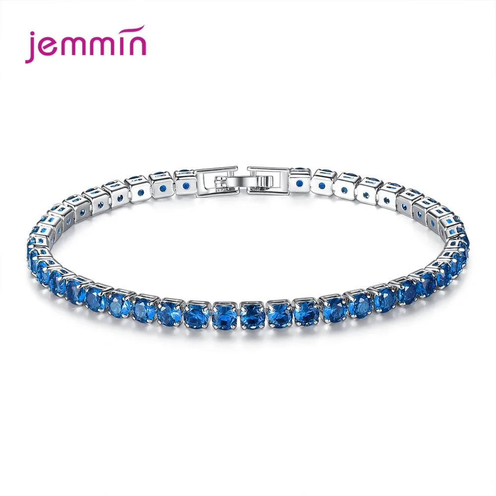 N50905-Y Популярный 925 цельный серебряный браслет с застежкой-защелкой, подлинные кристаллы циркония, браслет и браслет для женщин, дамское кольцо для рук - Цвет камня: N50905-Y