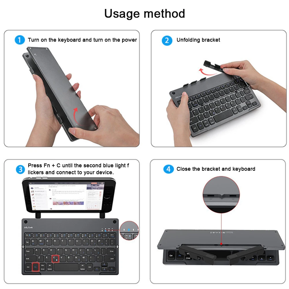 B048 домашняя bluetooth-клавиатура эргономичная складная с подставкой для планшета ультра тонкая портативная универсальная ABS дорожная Беспроводная офисная