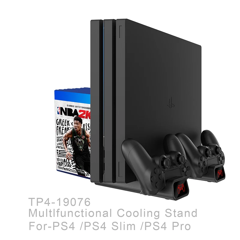 Вертикальная подставка для охлаждения вентилятора PS4/Slim/Pro зарядное светодиодный