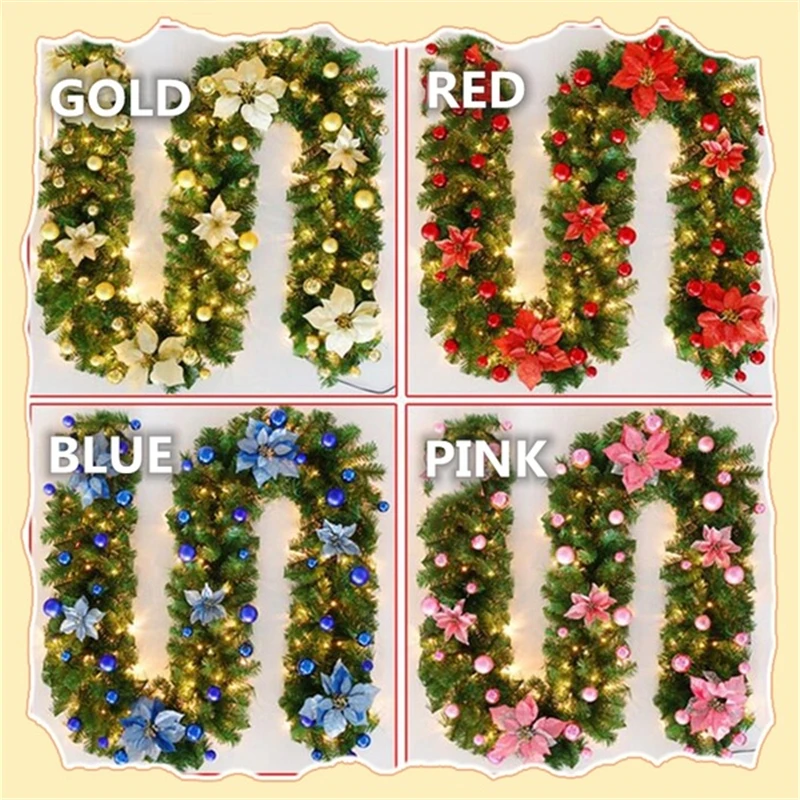

Christmas Decorations Garland Decoration Rattan Lights Wreath Mantel Fireplace Stairs Wall Door Pine Xmas Tree LED Light Decor