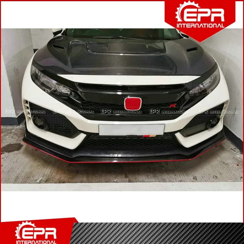 Для Civic Тип R FK8 5 дверной люк 2017 + OEM Стиль углеродное волокно передняя губа