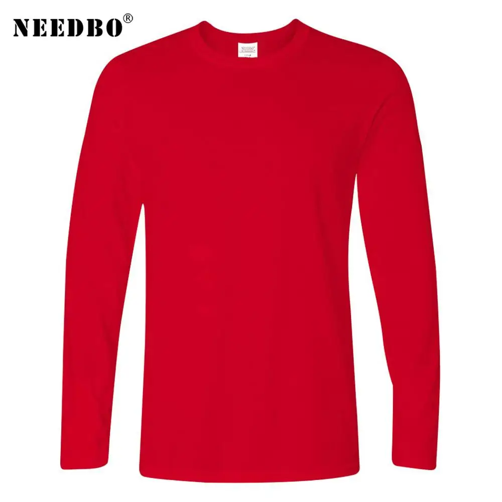 Fast Shipping Mens Cotton T-Shirt Men Long Sleeved O-Neck Solid Color Casual Men T Shirt Plus Size Tee-Shirt Homme Male Tops Tee