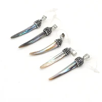 small pendant natural semi precious stone knife shaped charms for jewelry making diy necklace earring accessories 5x40 5x50 mm