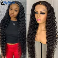 30 Inch Malaysian Loose Deep Wave Wig 13x4 Lace Front Human Hair Wigs 100% Remy 4x4 Loose Deep Curly Human Hair Lace Closure Wig