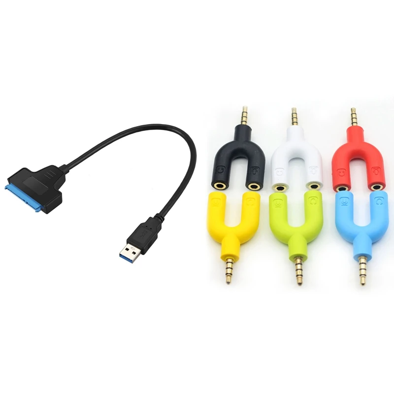 

Converter Cable USB 3.0 Port Sata III SSD / HDD 2.5 Inch & 3.5mm U Type Mic Audio Cable Splitter Adapter Converter