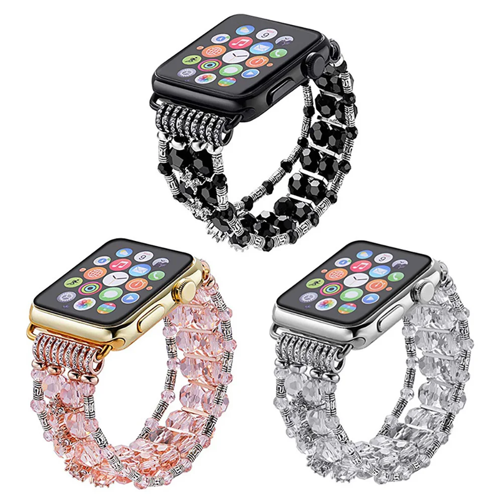 

Diamond Jewelry Stainless Steel Band for Apple Watch 38mm 40mm 42mm 44mm Women Pearl Belt for IWatch Bands SE 6 5 4 3 2 Bracelet