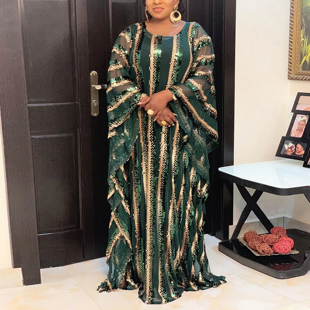 Сетчатые африканские платья с блестками для женщин 2020 нигерийская одежда