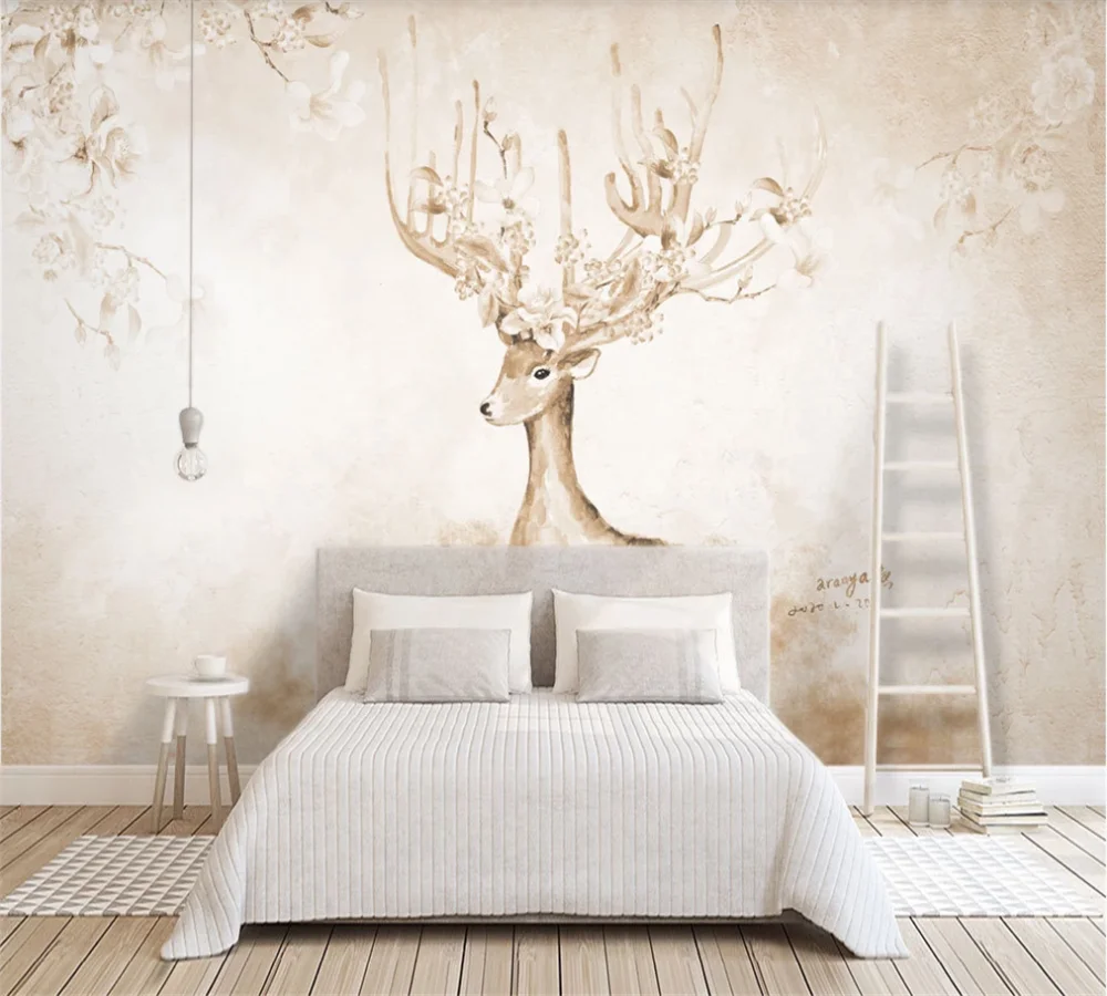 Пользовательские обои 3d фото для детской комнаты ручная роспись акварель Лось