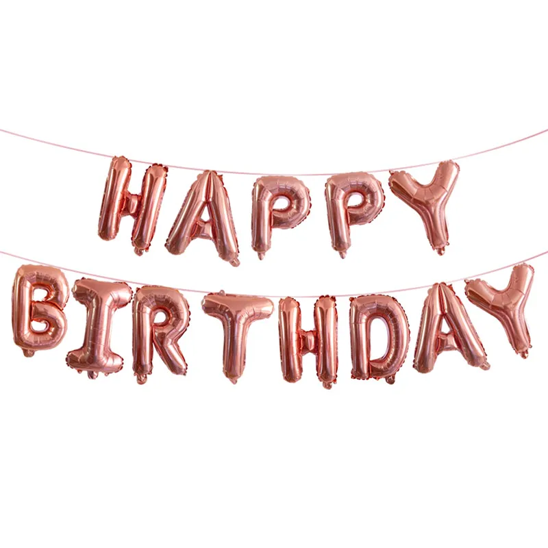 Розово золотые шары для вечеринки письма с поздравлениями днем рождения