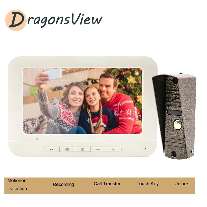 Видеодомофон Dragonsview с замком 7 '' проводная система связи дверной звонок