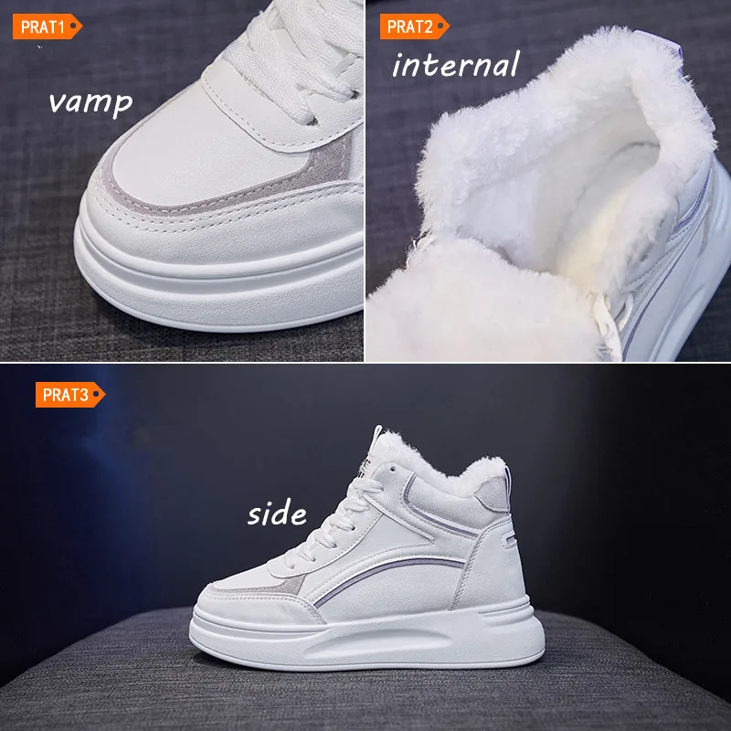 

2021 Women's Unit Winter Warm Board Shoes Short Fleece Comfortable Walking Shoes High Plate Thick Bottom Quality Jogging Shoes