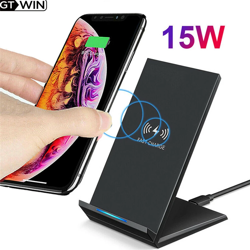 

GTWIN 15W Qi Wireless Charger Stand For iPhone12 Mini 11Pro XS MAX XR X Samsung S20 S10 Fast Charging Dock Station Phone Charger