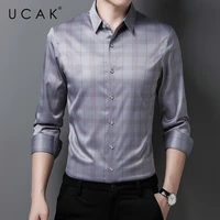 ucak brand streetwear long sleeve shirt men clothes spring autumn new arrival casual turn down collar plaid shirts homme u6162