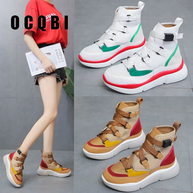 Уличная коричневая Женская обувь на платформе из микрофибры яркие женские