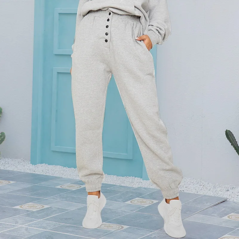 

New Fashion Casual Pants Joggers Sweatpants High Waist Elastic Single-breasted Harlan Pants 2021 Korean Version Of The Autumn