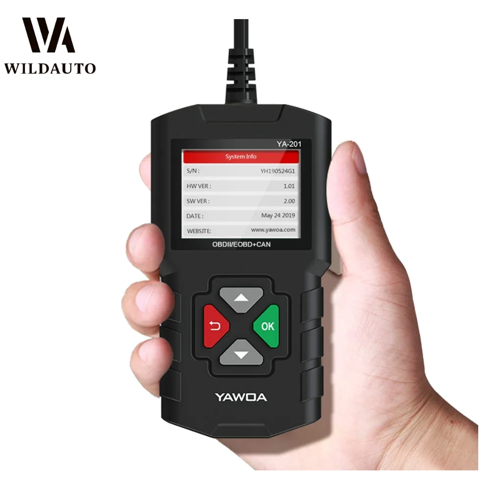 WILDAUTO новейший считыватель кодов YA201 OBD2 EOBD, автомобильный диагностический инструмент, многоязычный тестер с несколькими аккумуляторами ECU, USB обновленный автомобильный адаптер
