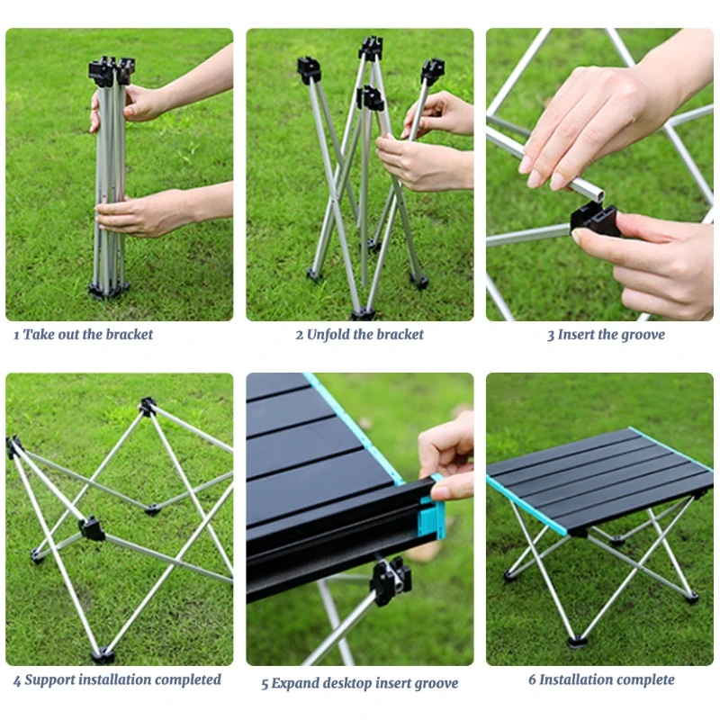 

2021 New Outdoor Folding Table Ultra Compact Aluminum Camping Table Black/Blue Camping Beach Backyard BBQ Party Patio Picnic