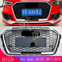 car modified front grille for audi a3s3 8v 2017 2018 2019 auto parts front bumper racing grill modified for rs3 style