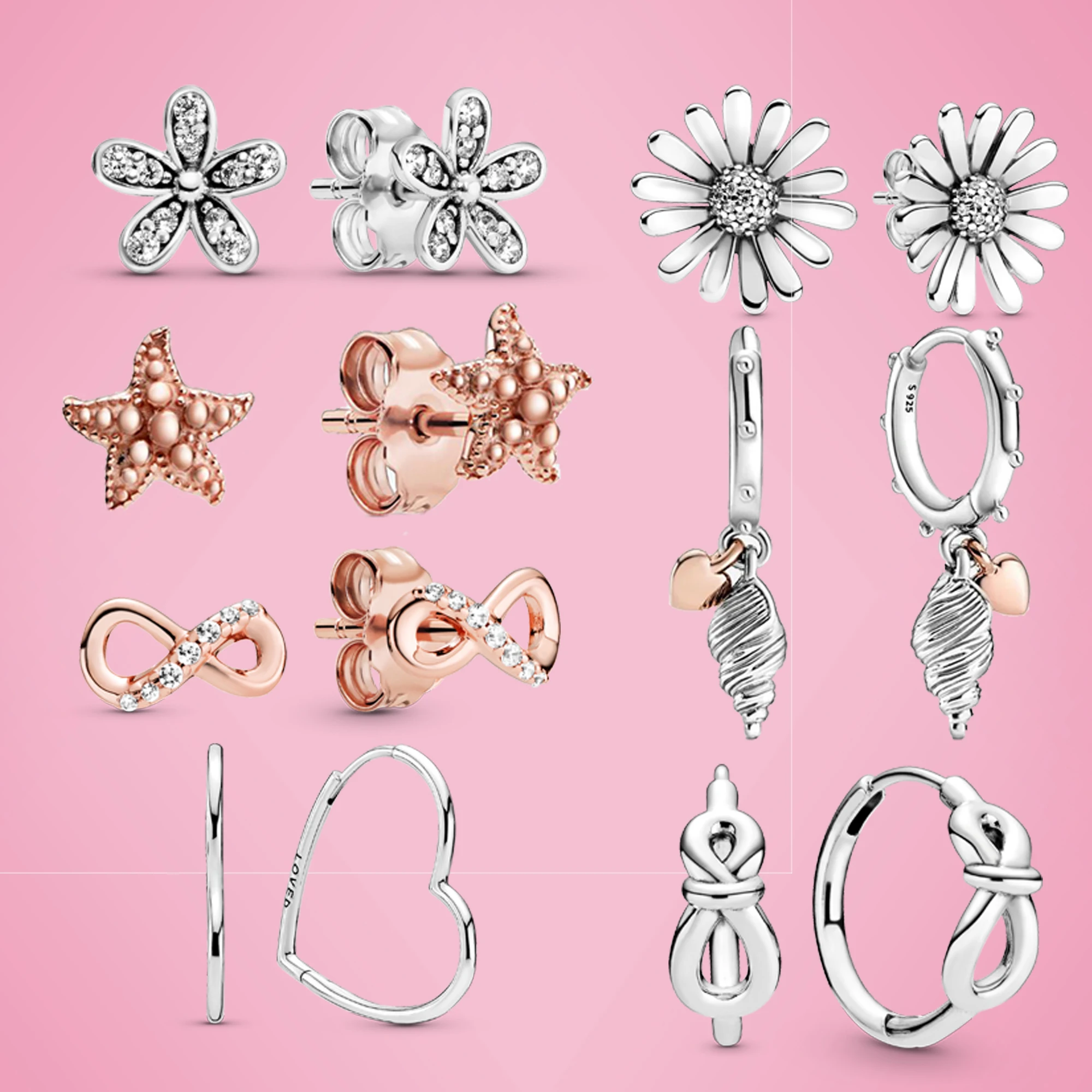 

Серьги-гвоздики женские из серебра 2021 пробы с сердечками и ракушками