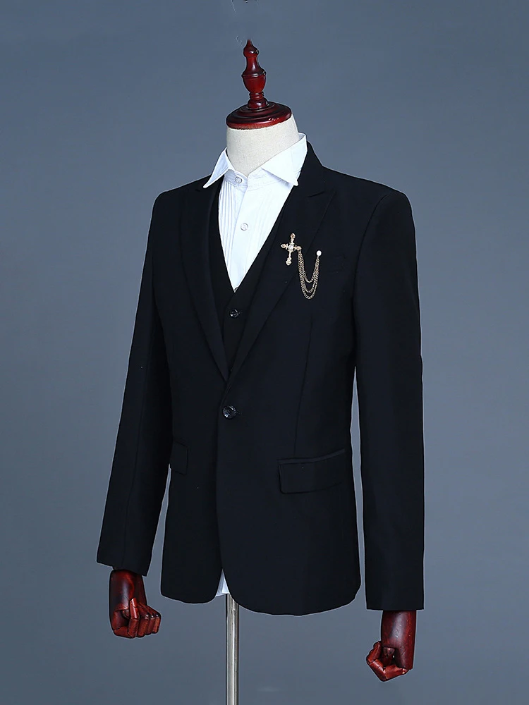 

2021New Arrivals Spring And Autumn Suits For Men Smart Solid Slim Fit 3Piece Jacket+Pants+Vest Business Male Formal Prom Dress