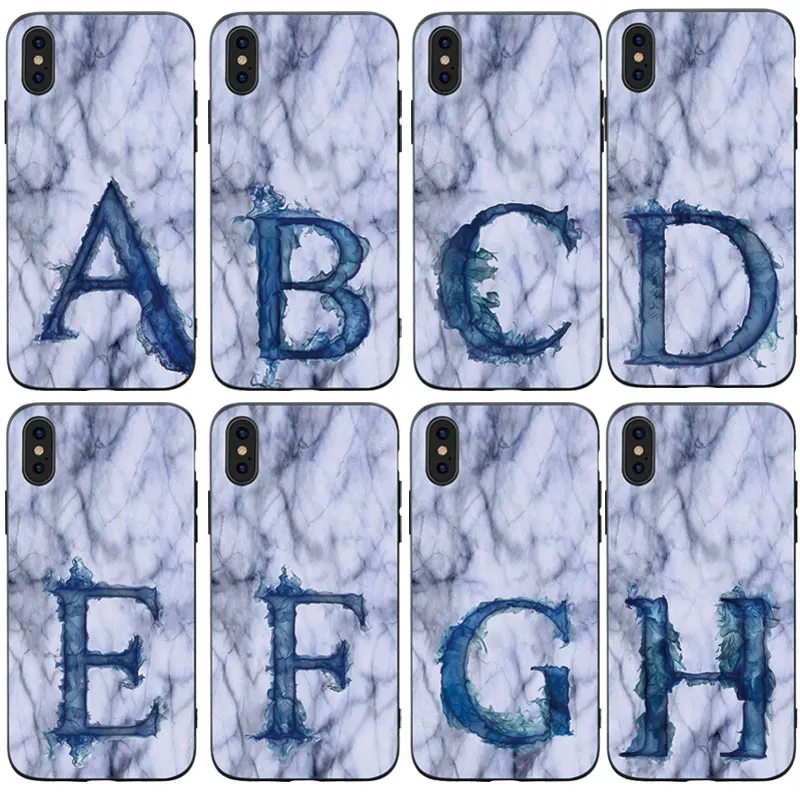 Мягкий силиконовый чехол для телефона с изображением RKQ серого мрамора синего