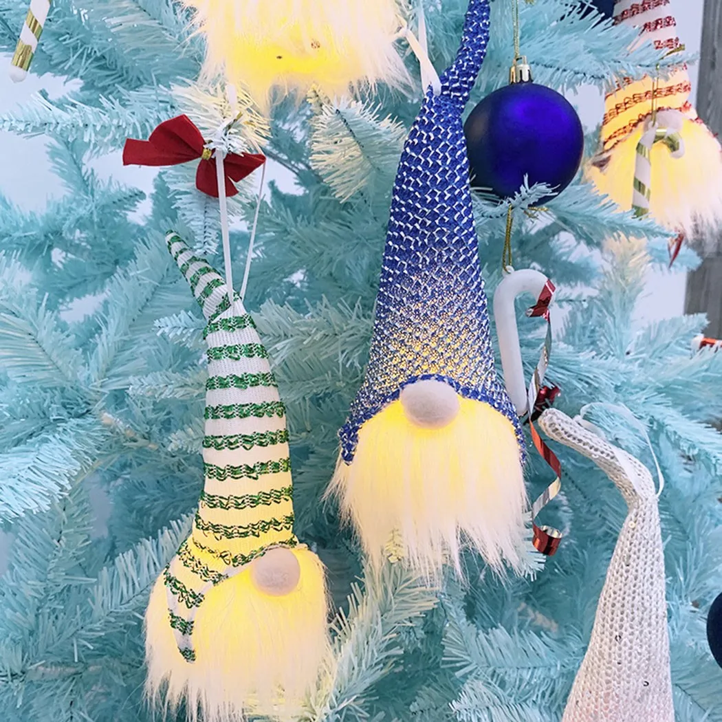 

New Year 2022 Christmas Ornaments Santa Claus Faceless Doll Tree Pendant Lights Christmas Hanging Decorations For Home