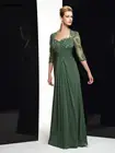 Женское платье для матери невесты, зеленое кружевное платье для свадебной вечеринки с рукавом 34, аппликация, Индивидуальный размер