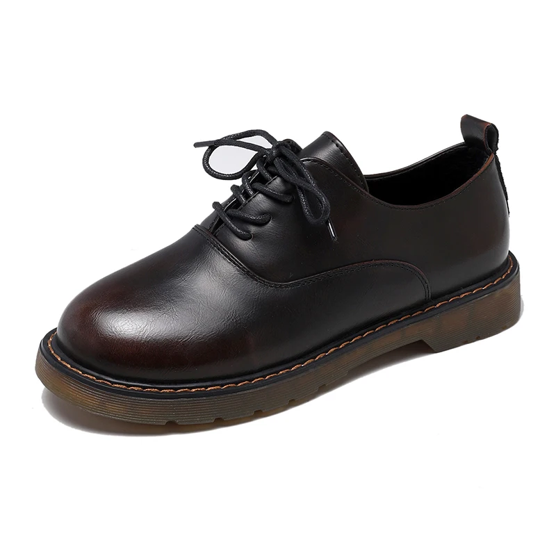 

Autumn And Winter New Simple Wild Round Toe Ladies Single Shoes Retro College Style Small Leather Shoes