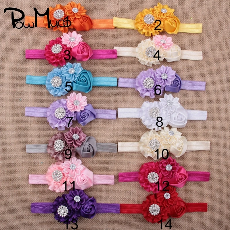 

Powmuco Cute Handmade Polygonal Flowers Elastic Baby Hairband Shining Rhinestone Floral Headband Princess Headwear Birthday Gift