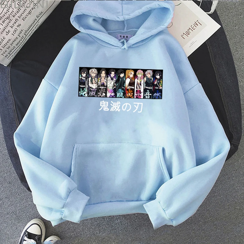 

2021 Kawaii Anime Cartoon Demon Slayer Man Tracksuit Hoodie Women Sweatshirts Pullover Long Sleeve Streetwear Hip Hop Clothes