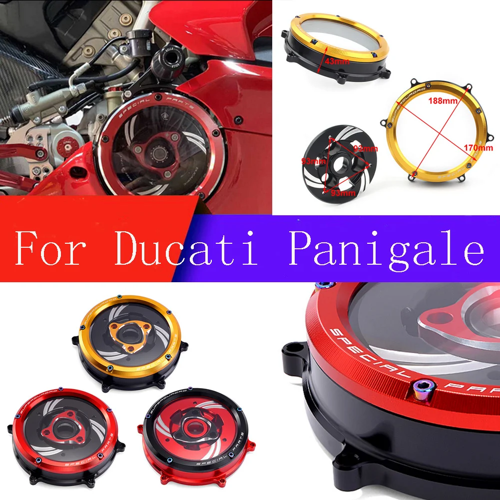 

Прозрачная крышка сцепления, защита двигателя мотоцикла, водонепроницаемый алюминиевый сплав CNC для Ducati Panigale 959 1199 1299 Racing ABS R