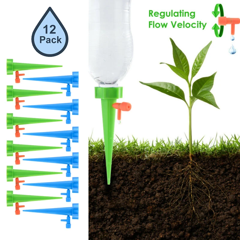 

12pcs Adjustable Automatic Drip Irrigation Tool Spikes Automatic Flower Plant Garden Watering Kit Water Self-Watering Device